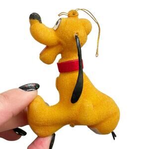Vintage Disney Pluto Flocked Dog Ornament Hong Kong Collectible Damage READ